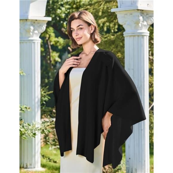 Womens Large Cross Front Poncho Sweater Wrap Topper Knitted Elegant Shawls Cape - Picture 5 of 7